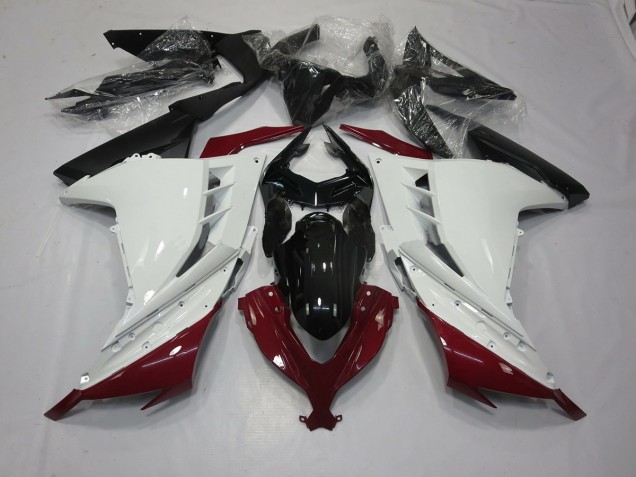 2013-2018 Maroon and White Kawasaki Ninja 300 Fairings for Sale 2013-2018 Maroon and White Kawasaki Ninja 300 Fairings for Sale