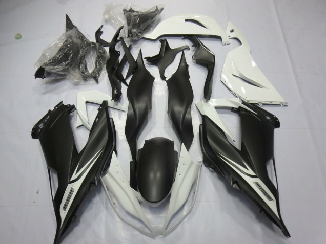 2013-2018 Matte Black White Kawasaki ZX6R Fairings for Sale 2013-2018 Matte Black White Kawasaki ZX6R Fairings for Sale