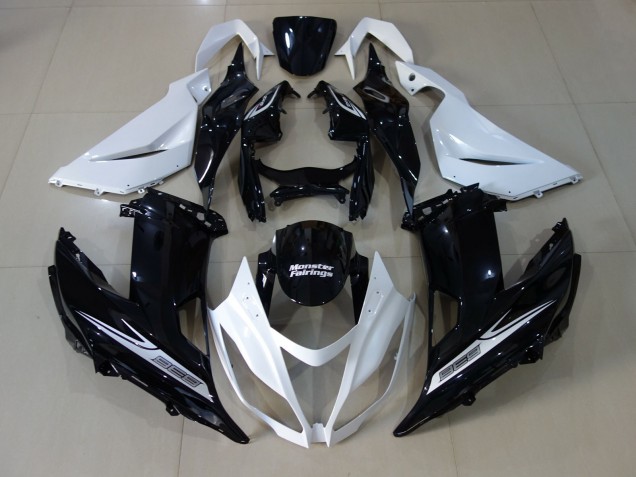 2013-2018 Pearl White and Black Kawasaki ZX6R Fairings for Sale 2013-2018 Pearl White and Black Kawasaki ZX6R Fairings for Sale