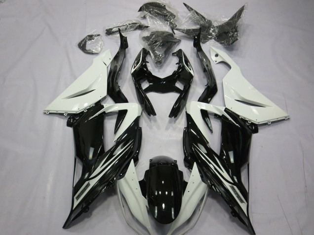 2013-2018 Plain Gloss Black White Kawasaki ZX6R Fairings for Sale 2013-2018 Plain Gloss Black White Kawasaki ZX6R Fairings for Sale