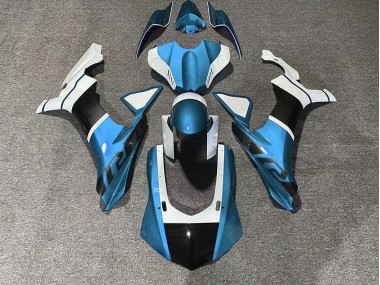 2015-2019 Light Blue & Carbon Fiber Accents Yamaha R1 Fairings for Sale