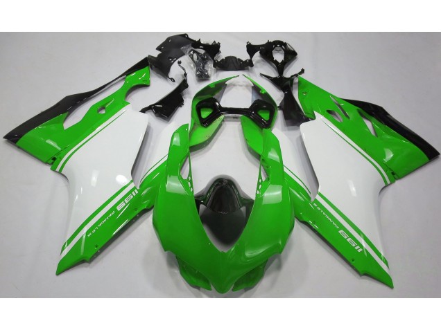 Gloss Green White and Black Ducati 1199 Fairings for Sale Gloss Green White and Black Ducati 1199 Fairings for Sale
